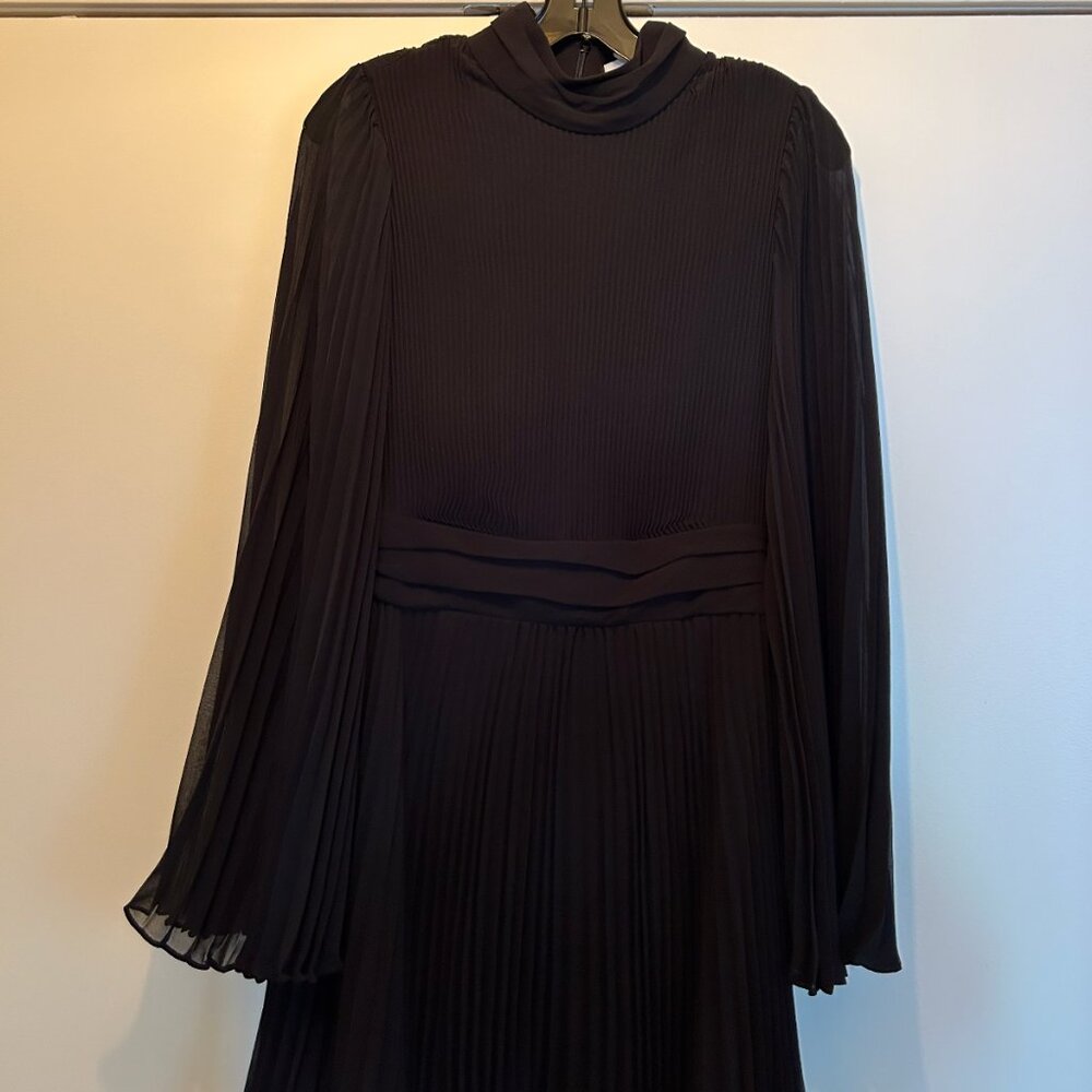NWT Milly Rosemary Pleated Mock-Neck Chiffon Mini Dress - Picture 3 of 7